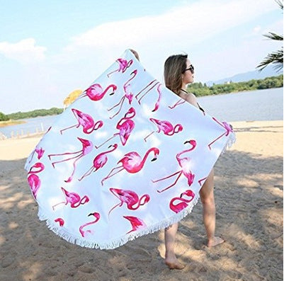 Microfiber Round Beach Towel -With Fringe Detail