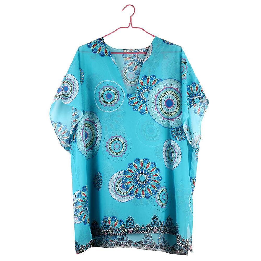 New Cross Border Chiffon Printed Beach Sunscreen Blouse