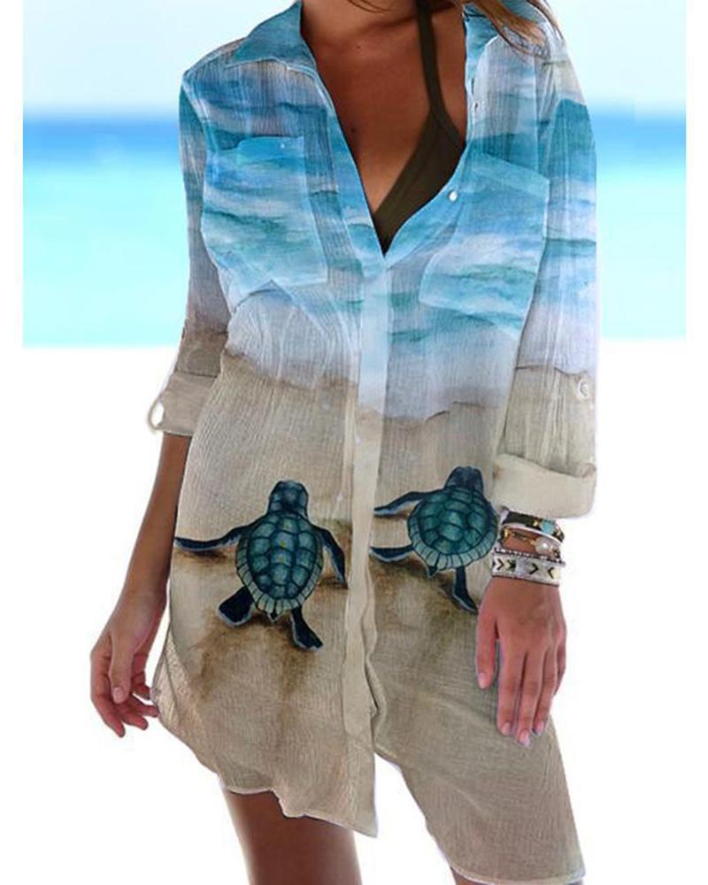 2021 Summer New Turtle Beach Long Cardigan Shirt