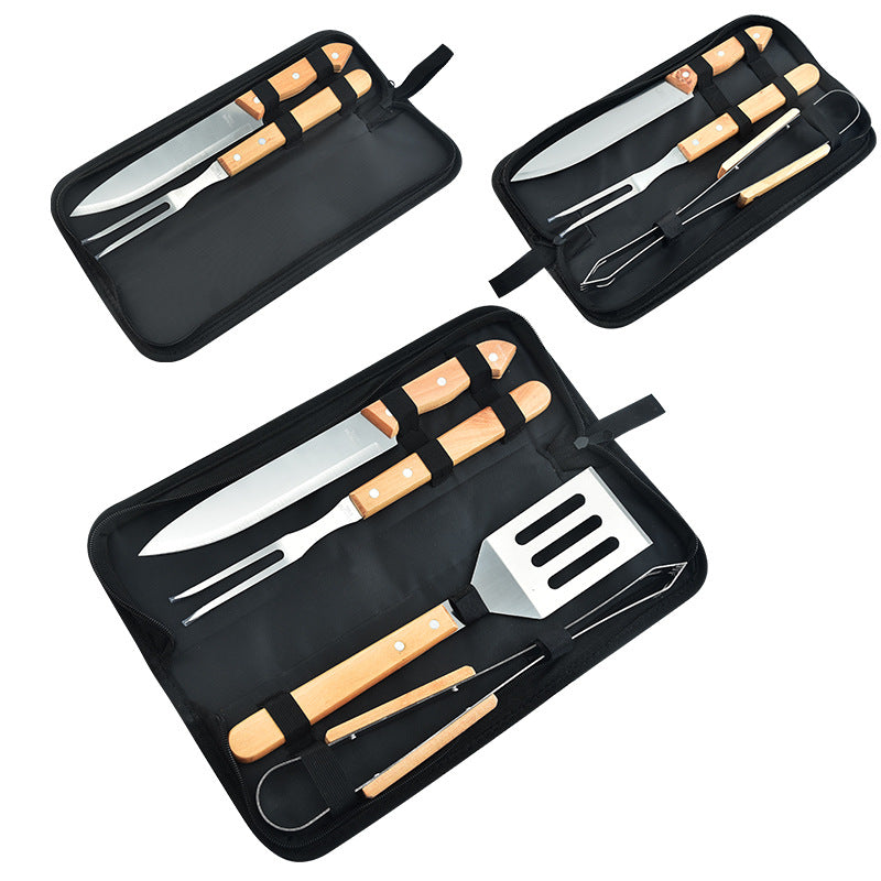 Wooden Handle Grill Set