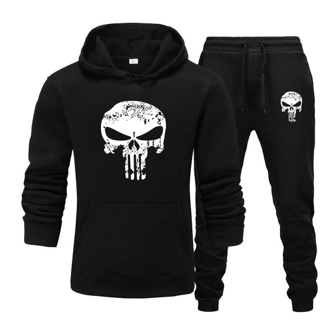 Pieces Sets Tracksuit Men Skull Brand Autumn Winter Hooded