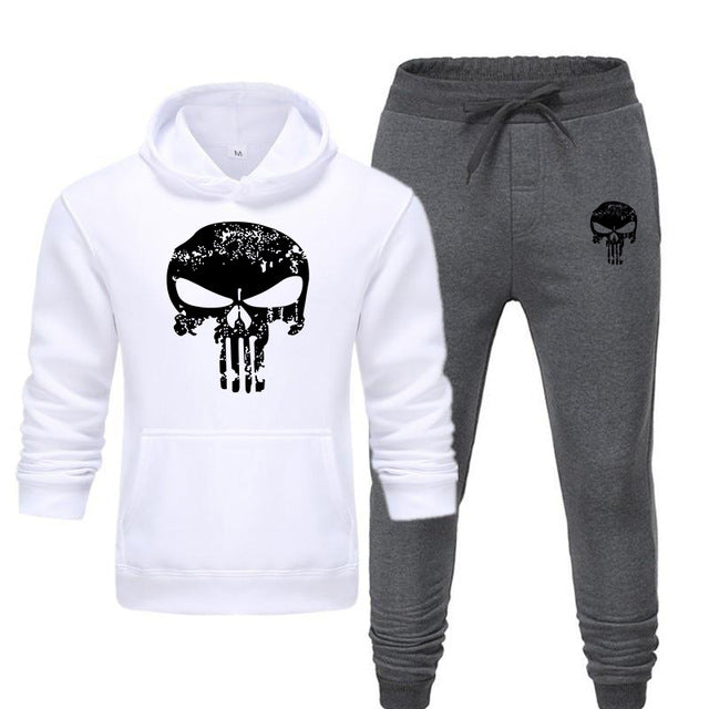 Pieces Sets Tracksuit Men Skull Brand Autumn Winter Hooded