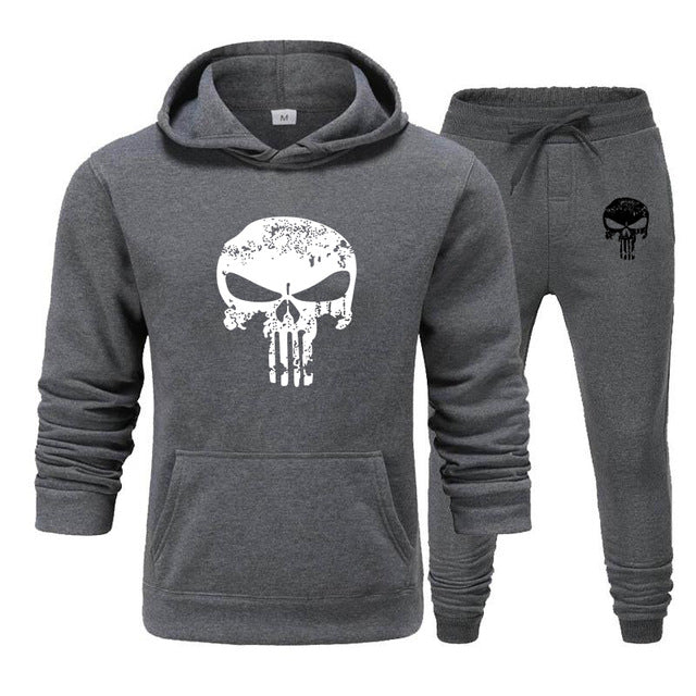 Pieces Sets Tracksuit Men Skull Brand Autumn Winter Hooded