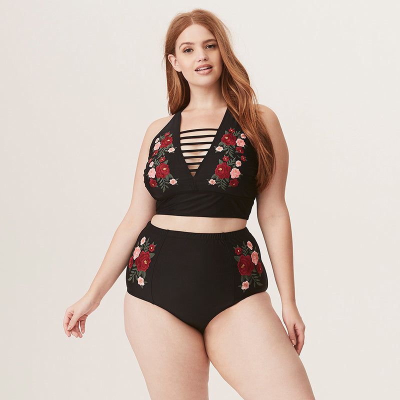 European and American plus fertilizer plus high waist swimsuit  fat lady plus size bikini