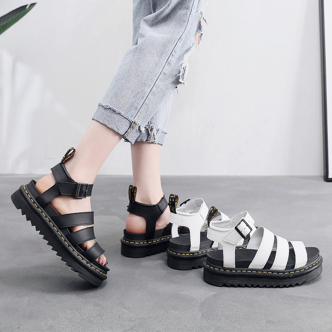 Beach Shoes Platform Leather Fish Mouth Platform Sandals