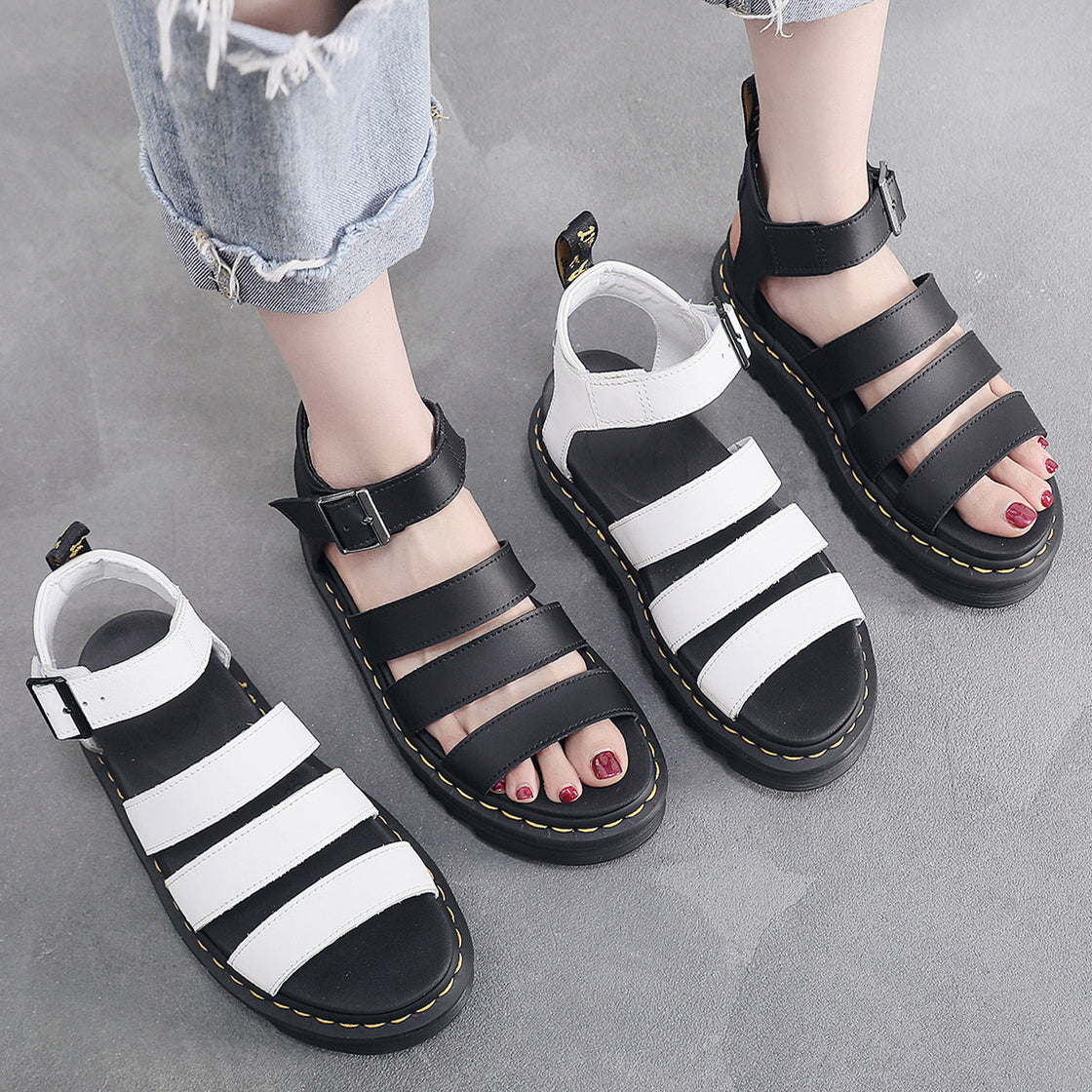 Beach Shoes Platform Leather Fish Mouth Platform Sandals