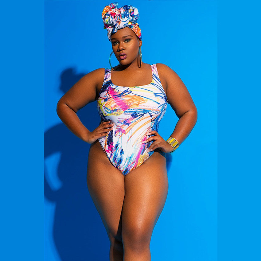 Ladies One-piece Swimsuit Graffiti Printed AliExpress Bikini Plus Size Bikini