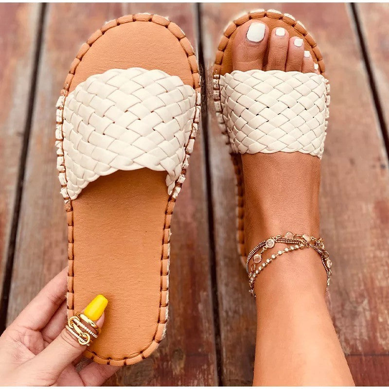 Flat Bottom Woven One Line Beach Sandals