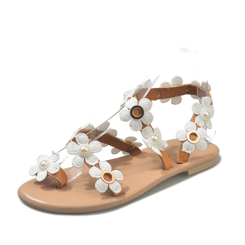 Women's Flower Flat Beach Flip Flops Sandals