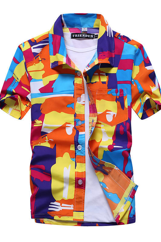 Summer Short-Sleeved Beach Shirt Men