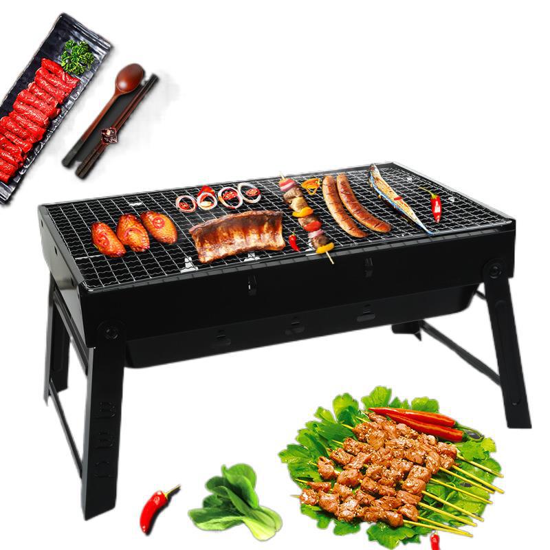 Foldable Charcoal Grill for Korean Skewers and Barbecue Cooking