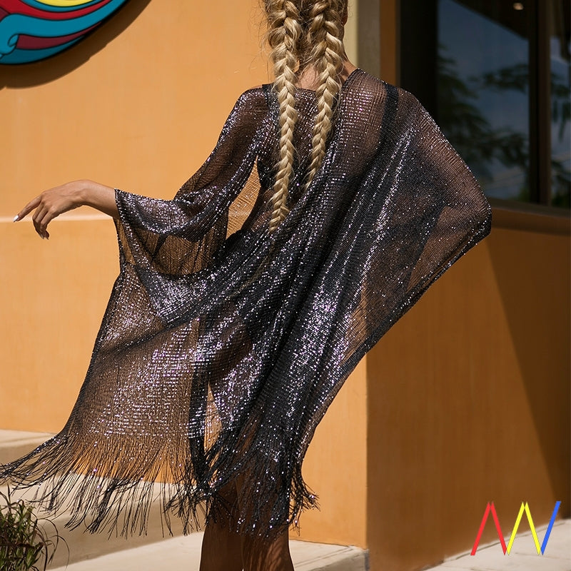 Black Glitter Bikini Cover Up