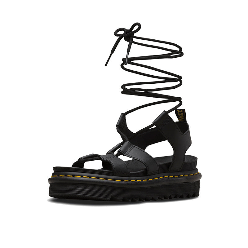 Lace-up Platform Leather Roman Beach Sandals