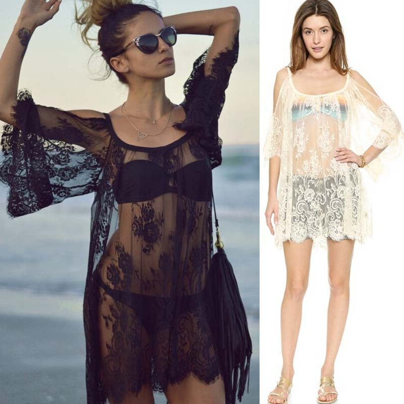 Beach skirt eyelash lace dress