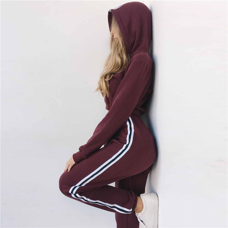 Women's Tracksuits 2 Piece Set Pink Crop Top And Pants Fashion 2021 Autumn Casual Lady Tumblr Long Sleeve Hoodies Pants Suit