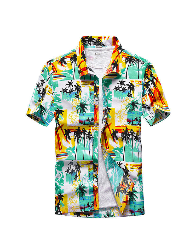 Printed beach short sleeve shirt