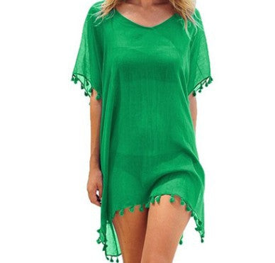 Women Blouses Loose Chiffon Dress Summer Beach Tunic Cover-Up Shirt