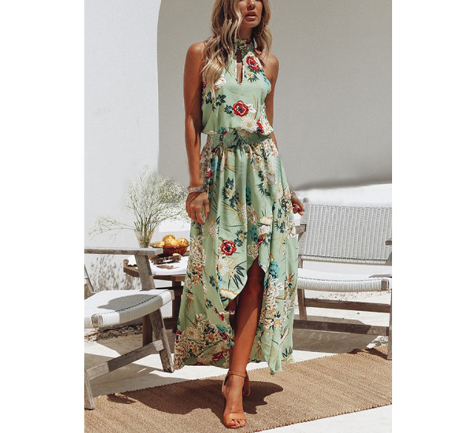 Digital printed beach women's dress