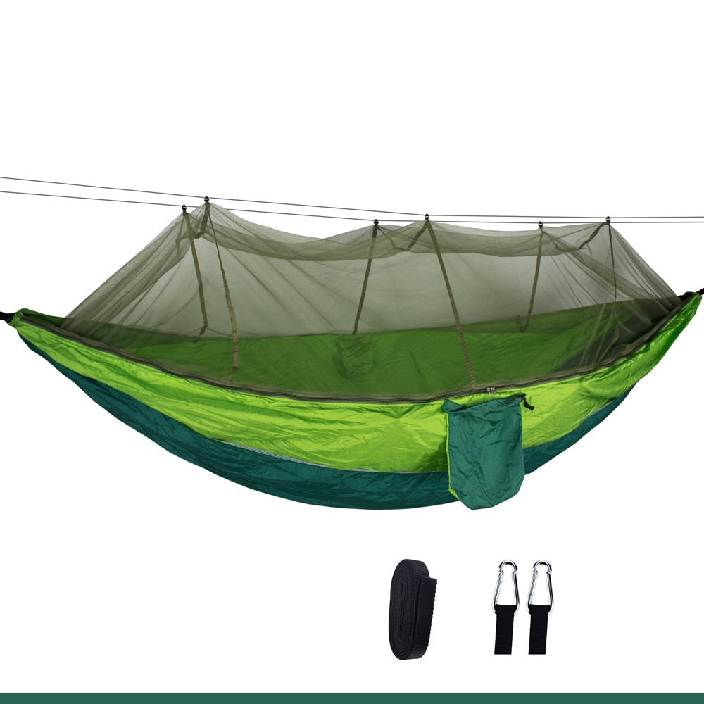 Outdoor Double Hammock with Mosquito-Proof Densified Mesh for Relaxation and Protection