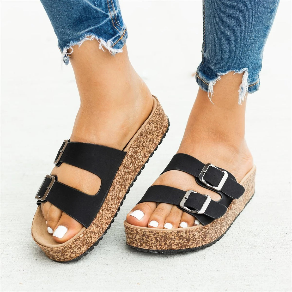 Thick-soled Belt Buckle Roman Sandals Beach Shoes