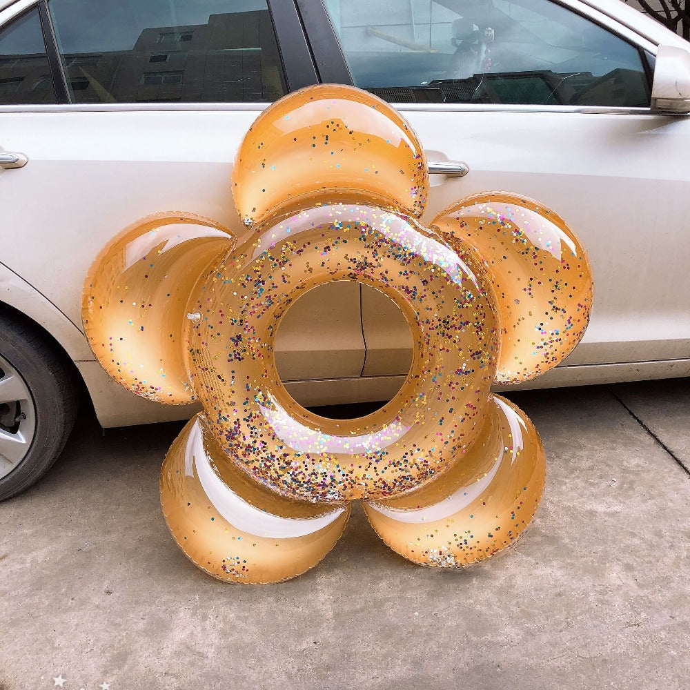 Inflatable Glitter Filled Flower Ring