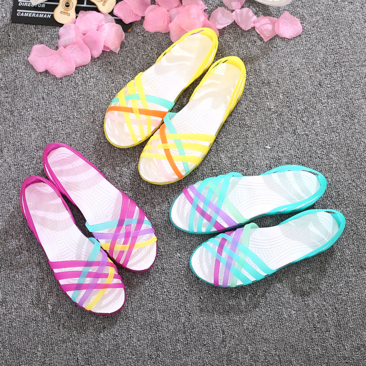 Beach jelly sandals rainbow plastic sandals female summer