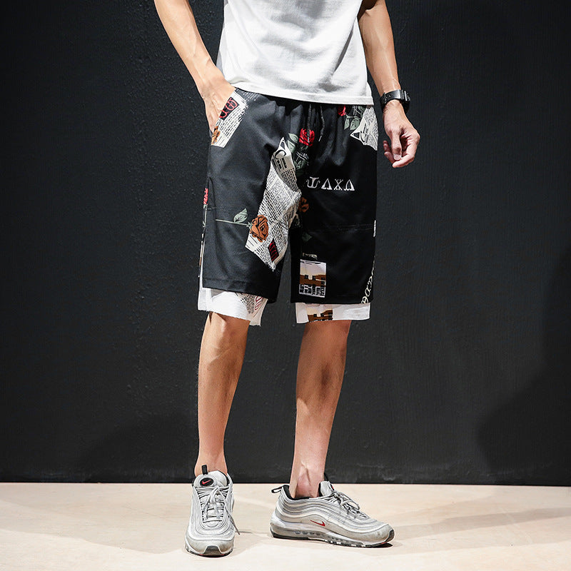 Floral shorts men's beach pants