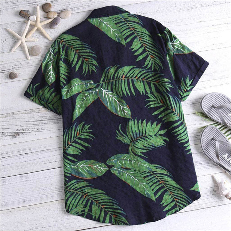 Hawaiian style casual beach vacation printed men's shirt