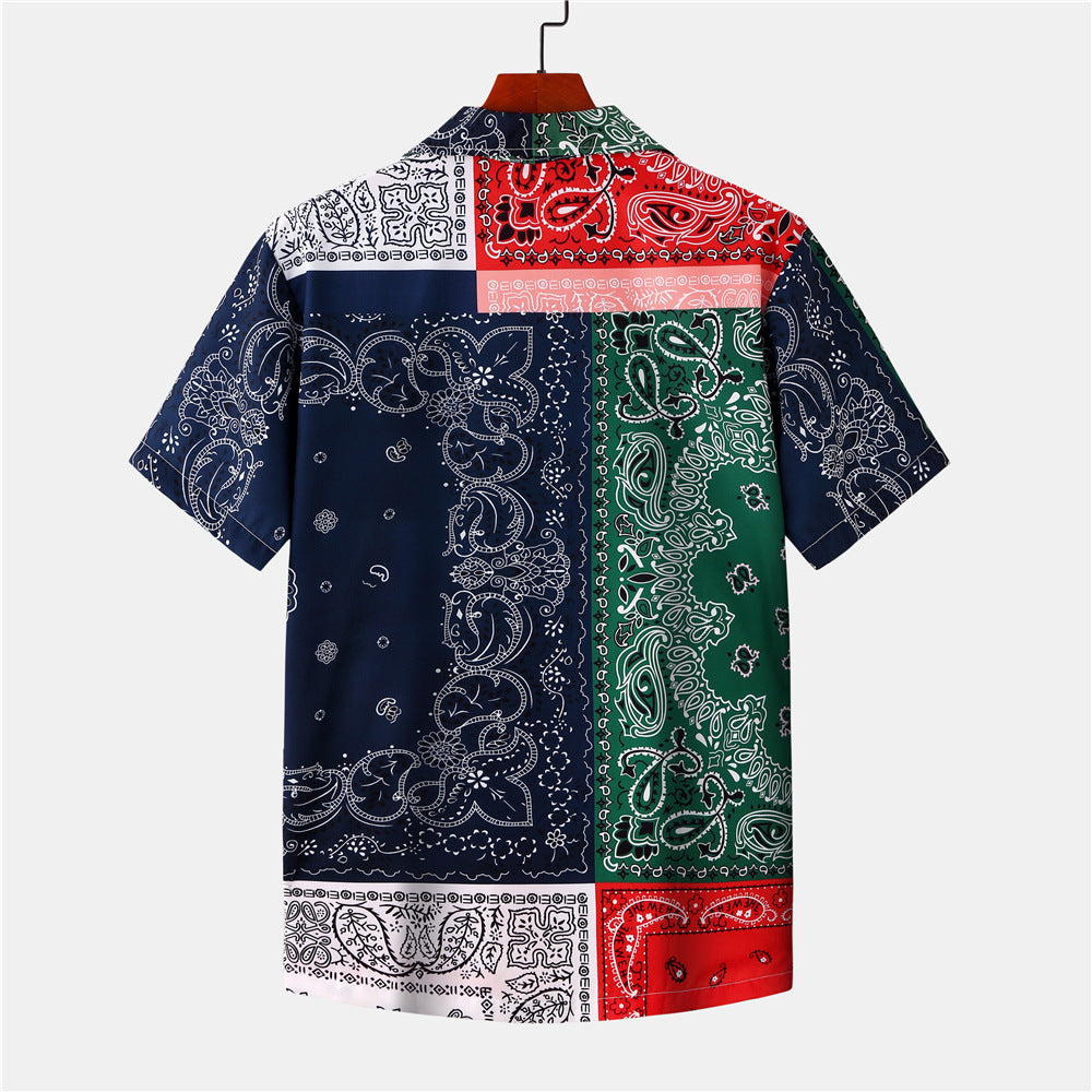 Beach short sleeve men's and women's printed shirt