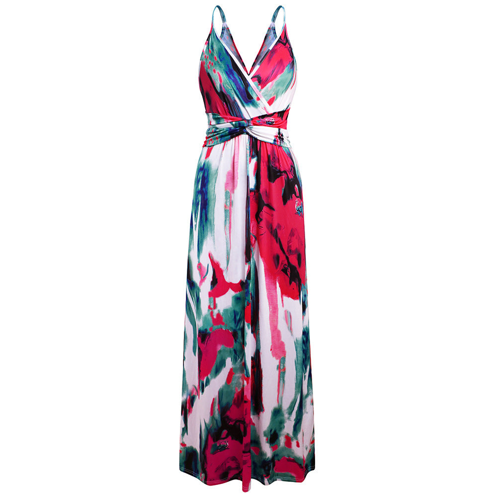 Strap print beach dress