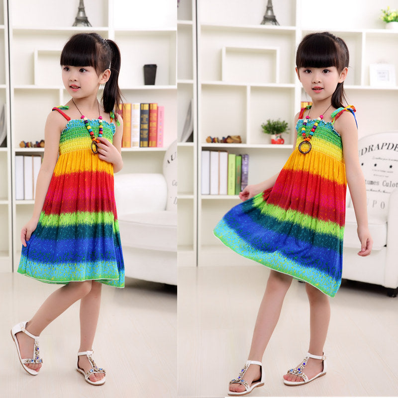 Girls' Summer Beach Dress Bohemian Children's Dress