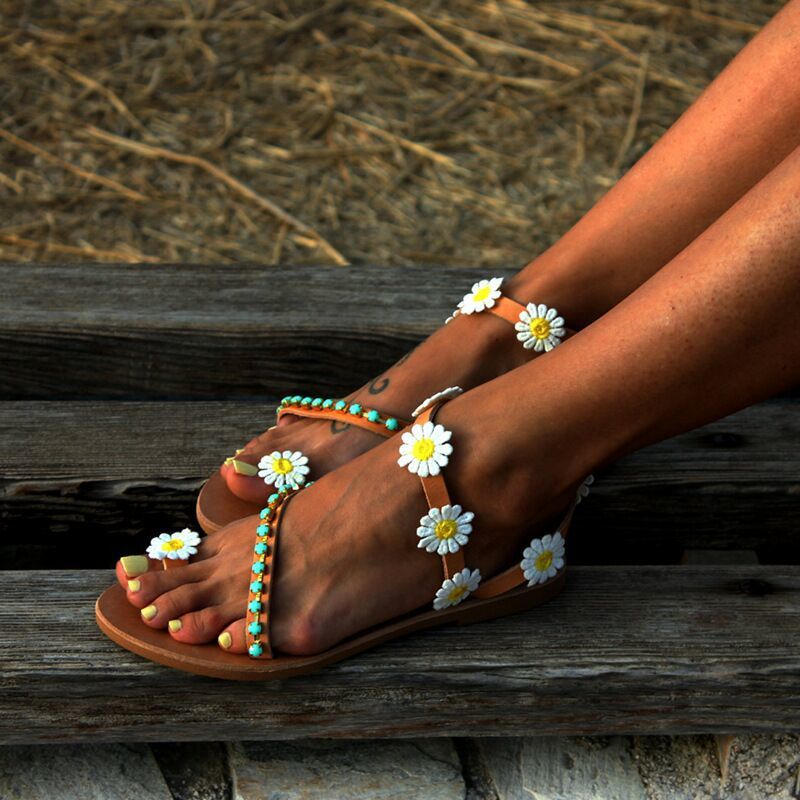 Comfortable soft flower boho beach sandals