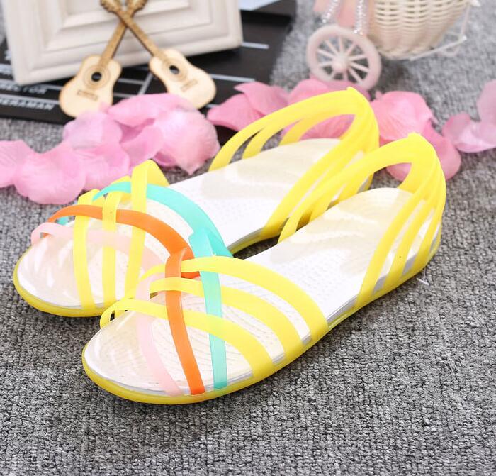 Beach jelly sandals rainbow plastic sandals female summer