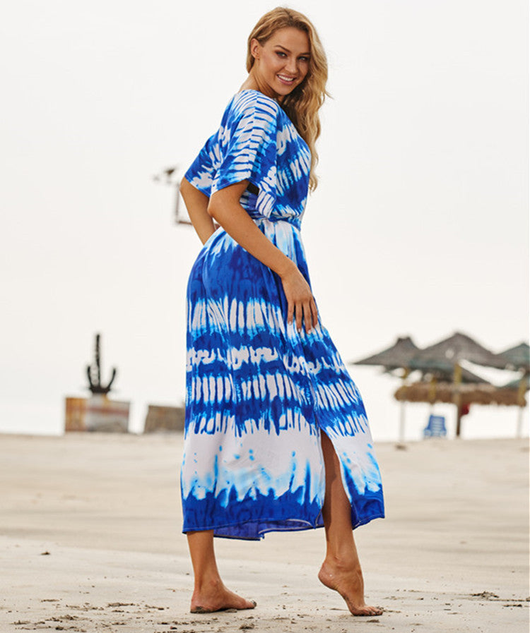 Smudge print beach dress