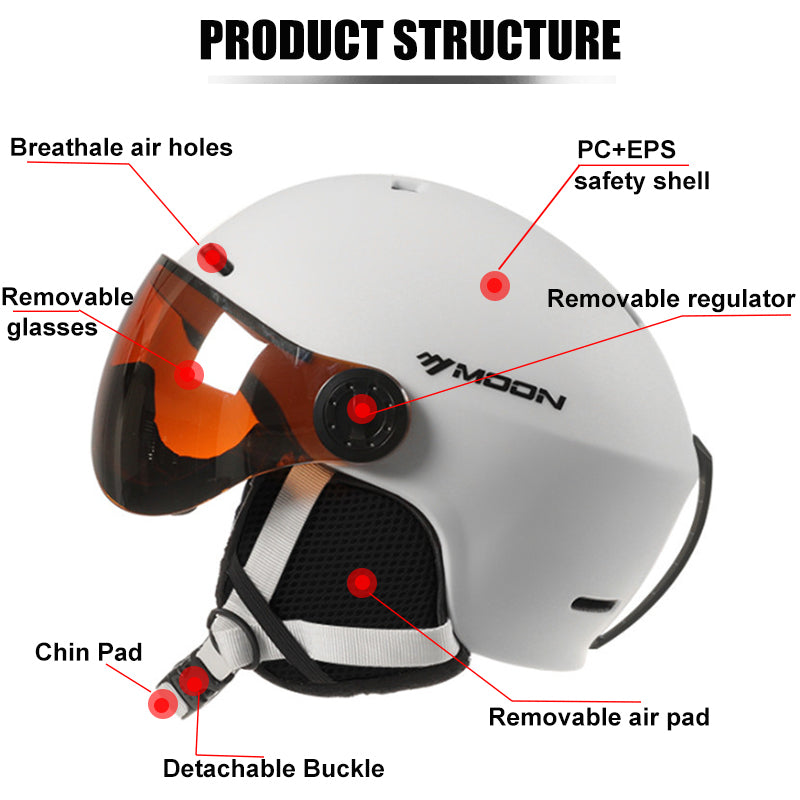 Adjustable Ski Helmet with Built-in Goggles