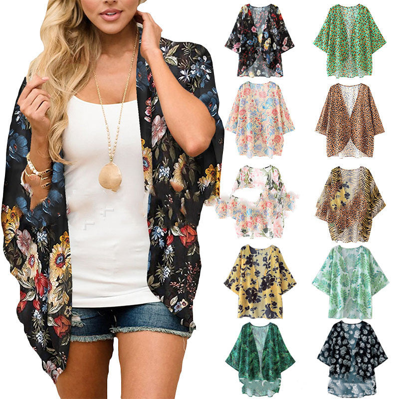 Printed beach sun proof shirt Chiffon cardigan