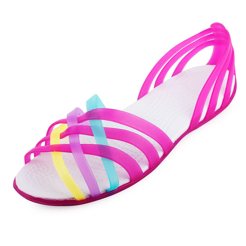 Beach jelly sandals rainbow plastic sandals female summer