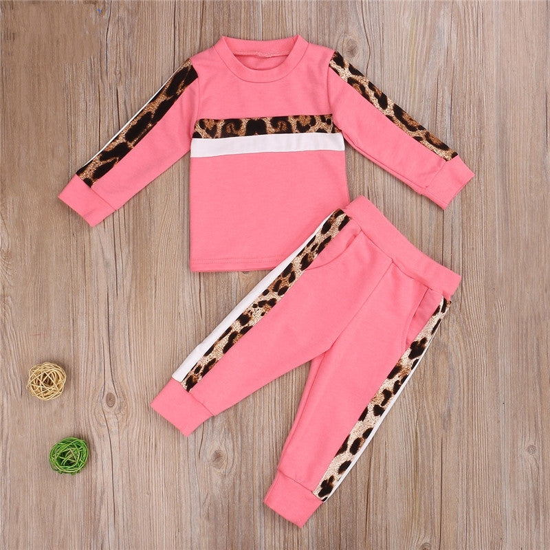 Baby Girls Clothes Set Spring Winter Children Leopard Tracksuits