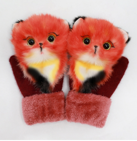 Cartoon Animal Autumn And Winter Warm Mittens