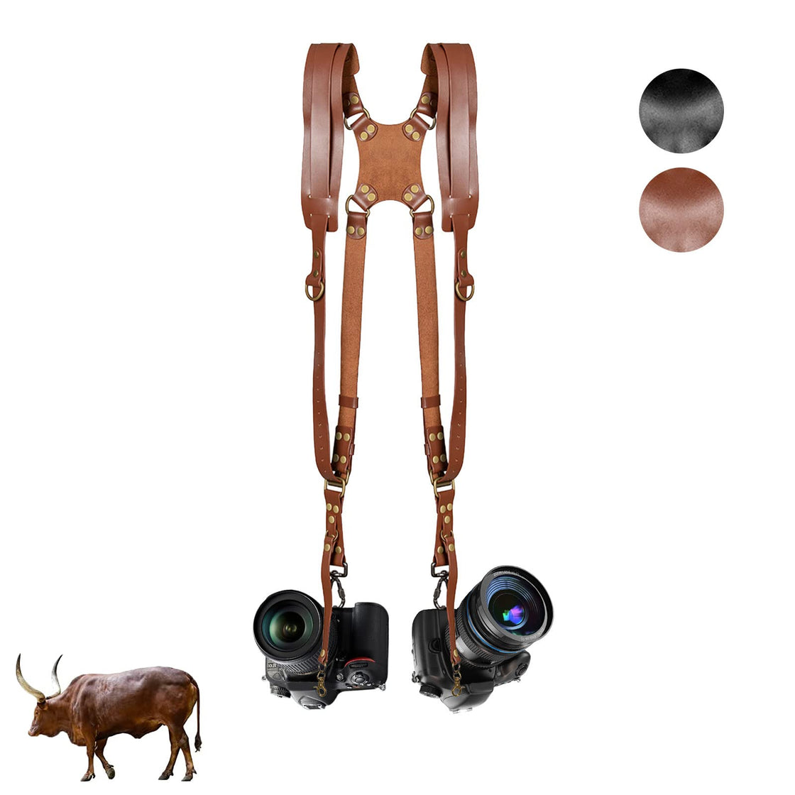 Leather Dual Camera Shoulder Strap