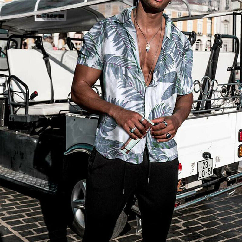 Beach holiday print men's shirt