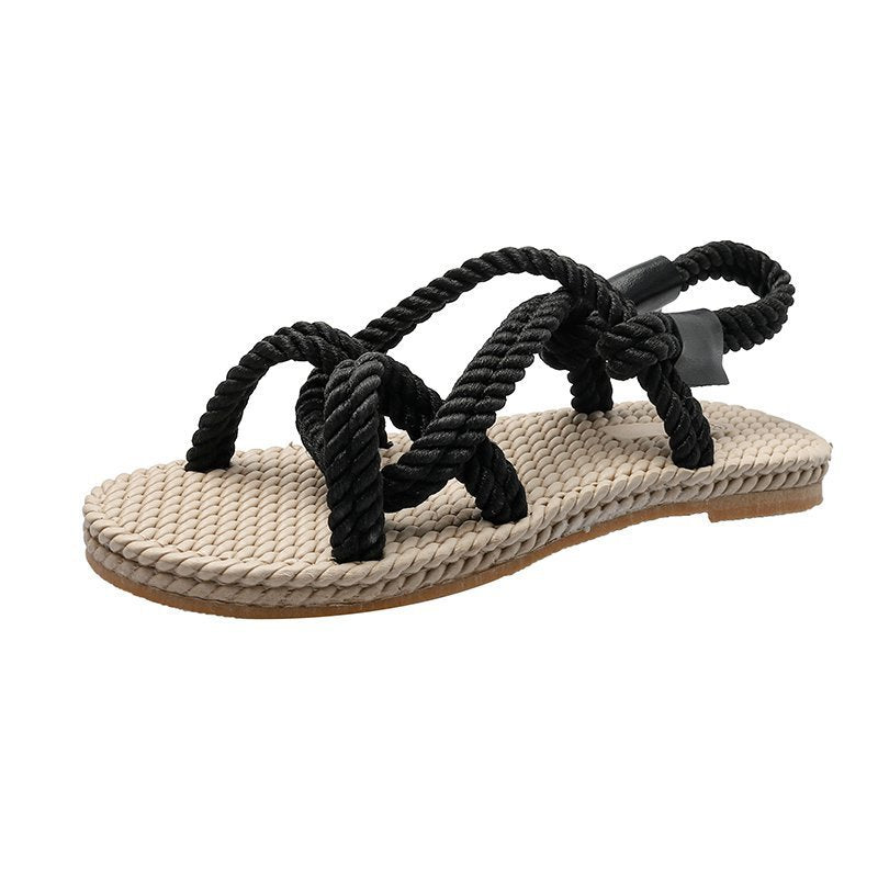 Women's Linen Woven Hemp Rope Sandals Beach Shoes