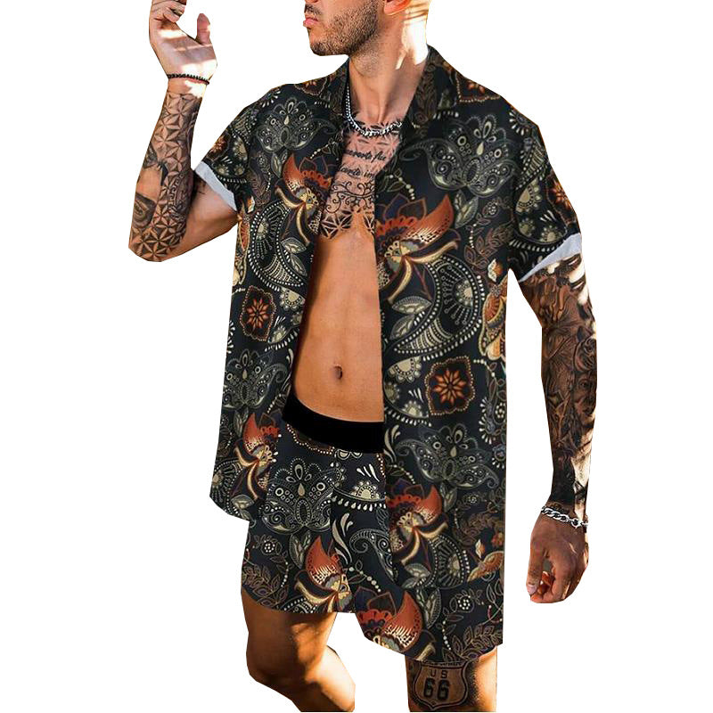 Digital Printing Suit Casual Beach Pants Two-piece Shirt