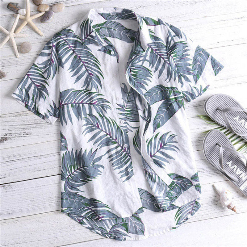 Hawaiian style casual beach vacation printed men's shirt