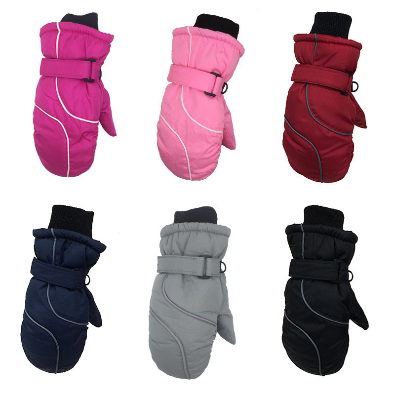 Children's Thickened Warm Stitching Ski Gloves