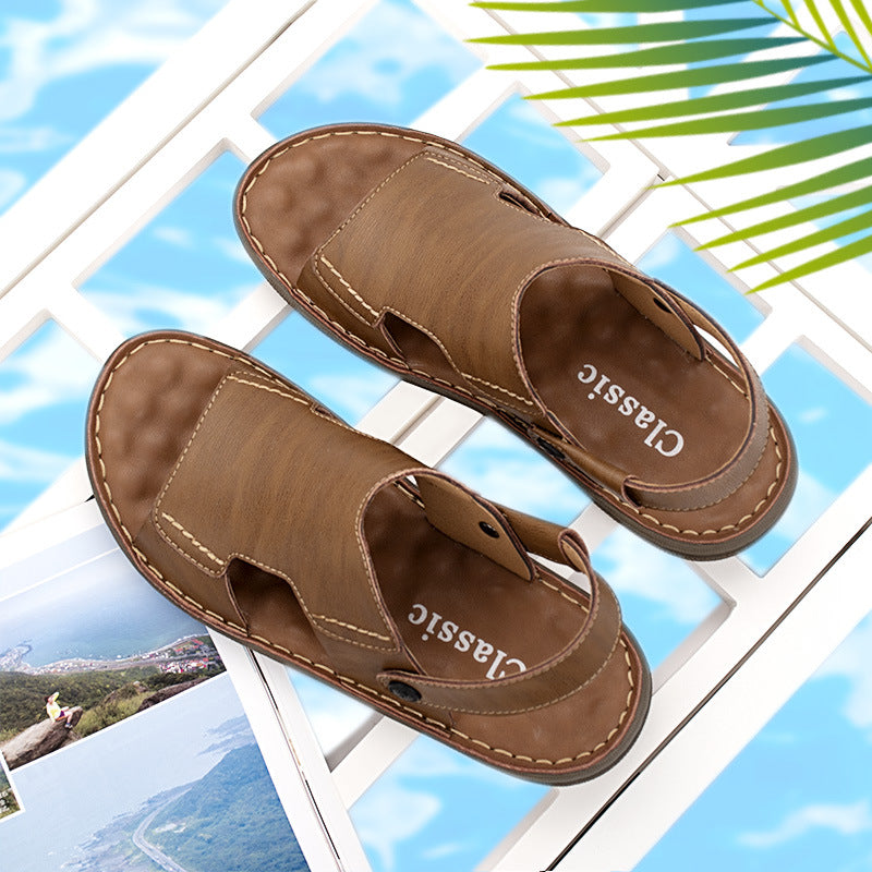 Men's leather sandals sandals men's casual beach shoes