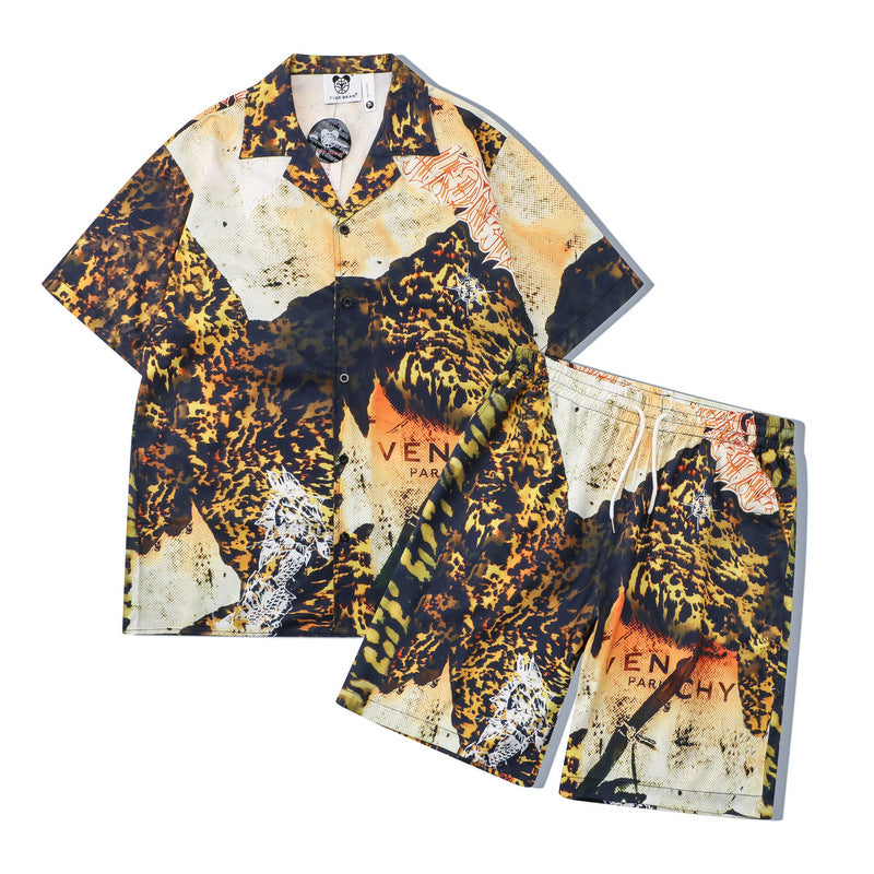 Surf Beach Flower Shirt Set Casual Print