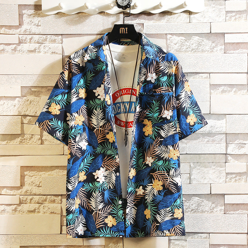 Japanese white wall hanging beach flower shirt