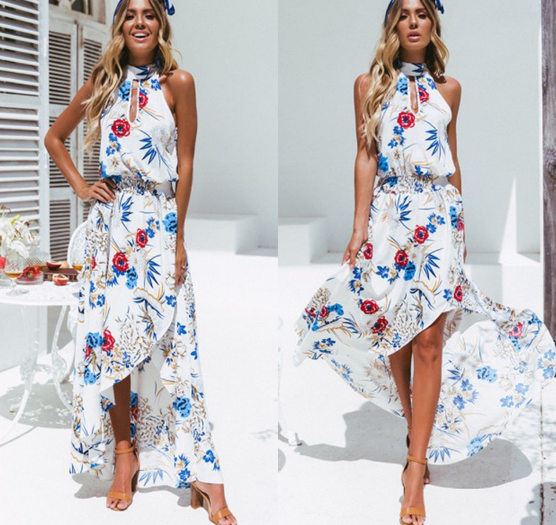 Beach Flowers Print Dress Bohemian Style Long Dress Summer