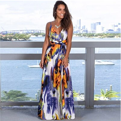 Strap leak back beach dress